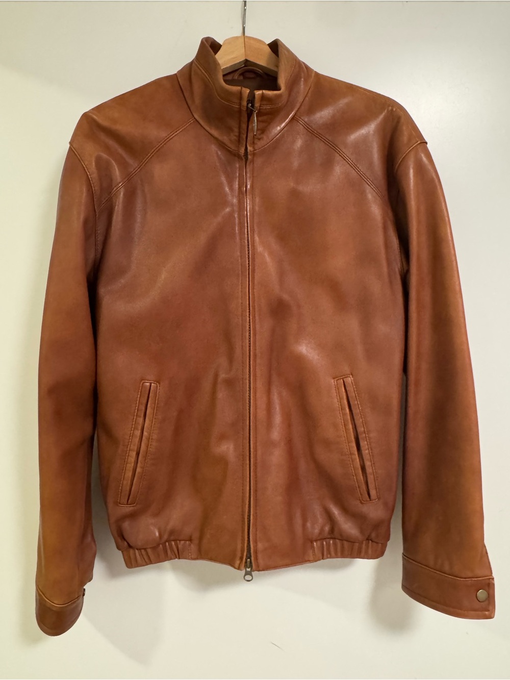 Danier Camel Brown Leather Zip-Front Jacket